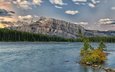 озеро, горы, природа, лес, канада, альберта, национальный парк банф, гора рандл, озеро два джека