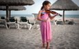 песок, пляж, скрипка, музыка, дети, девочка, ребенок, музыкальный инструмент, muzyka, devochka, skripka, босиком