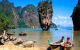 скалы, лодки, таиланд, тропики