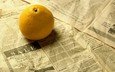 фрукты, апельсин, цитрус, газета