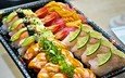 лайм, рыба, суши, роллы, авокадо, морепродукты, сашими