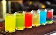 разноцветные, напитки, коктейли, стаканы