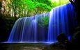 водопад, голубой, в лесу, в&nbsp;лесу, waterfall blue in the forest