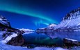 небо, ночь, зима, исландия
