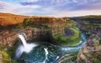 вода, река, скалы, пейзаж, панорама, водопад, каньон, поток, palouse falls