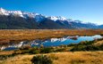 река, горы, природа, новая зеландия