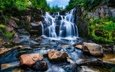 река, камни, водопад, вашингтон, национальный парк mount rainier