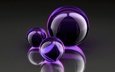 шары, отражение, красота, стекло, объем, пурпурный, 3д, формы.
