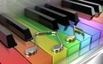 ноты, цветные, пианино, клавиши