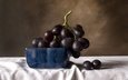 виноград, фрукты, черный, натюрморт