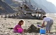 песок, дети, dragon skull