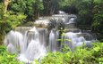 деревья, река, камни, лес, водопад, поток, таиланд, джунгли, каскад
