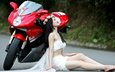 девушка, улица, мотоцикл