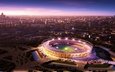 ночь, панорама, лондон, стадион, городской пейзаж, фото олимпийского стадиона в лондоне, олимпийский стадион, спортивное сооружение