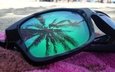 пляж, очки, полотенце, солнцезащитные очки, солнцезащитные, пальма в отражении