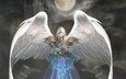 арт, луна, крылья, ангел, капюшон, natsuki-3, heroes of might and magic