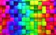 разноцветные, кубики, квадраты, куб, квадратики, 3d графика, кубики обои, радуга картинки