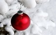 снег, новый год, зима, шар, игрушки