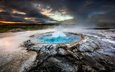 облака, исландия, ледник, гейзер, глейшер, геотермальный источник