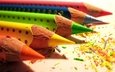 желтый, зелёный, синий, разноцветные, карандаши, красный, оранжевый, цветные, цветные карандаши