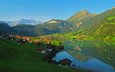 озеро, горы, пейзаж, швейцария, коммуна лунгерн