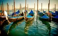 вода, отражение, город, лодки, венеция, канал, италия, гондолы