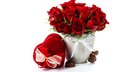 цветы, фото, розы, подарки, конфеты, сердце, праздники, бантик, бордовый