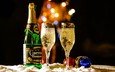 новый год, бокалы, праздник, шампанское, огоньки