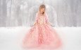 снег, природа, платье, крылья, дети, девочка, ангел, розовое