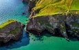 скалы, природа, пейзаж, море, мост, побережье, ирландия, ballintoy, carrick-a-rede, веревочный