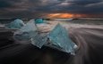 небо, свет, лучи, лёд, исландия, ледниковая лагуна йёкюльсаурлоун