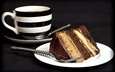 крем для торта, фото, еда, кофе, черный фон, чашка, торт, пирожное