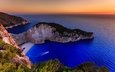 скалы, море, пляж, остров, греция, ionian islands, navagio