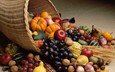 орехи, виноград, фрукты, яблоки, осень, урожай, овощи, рог изобилия, тыква, груши, грецкие, редис