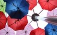 цвет, зонт, цветные, столб, зонты, ракурс, зонтики, колонна