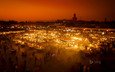 огни, рынок, марракеш, марокко, площадь джемаа-эль-фна