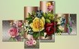 цветы, рисунок, фон, розы, плитка