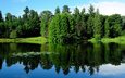 деревья, вода, озеро, природа, зелень, отражение, пейзаж, франция, бургундия