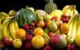 виноград, фрукты, яблоки, апельсины, клубника, арбуз, ягоды, бананы, ананас, груши, дыня, манго