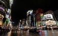 люди, япония, ночной город, улица, освещение, токио