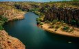 деревья, река, скалы, лодка, австралия, национальный парк нитмилек