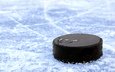 полосы, хоккей, лёд, черная, шайба, на, от, льду