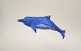 origami, delphin, blauer delphin