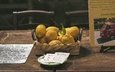фрукты, стол, натюрморт, лимоны, цитрусы, записи