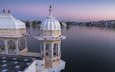 озеро, панорама, дворец, индия, удайпур, раджастхан