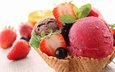 мороженое, клубника, ягоды, сладкое, десерт, смородина