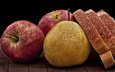 фрукты, булки, хлеб, яблоко, плоды, натюрморт, груши, pears, эппл, naturmort