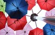 цвет, зонт, цветные, столб, зонты, ракурс, колонна