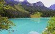 озеро, горы, канада, скалистые горы, изумрудное озеро