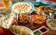 флаг, овощи, соус, рис, суп, ассорти, блюда, индийская кухня, лепешки
